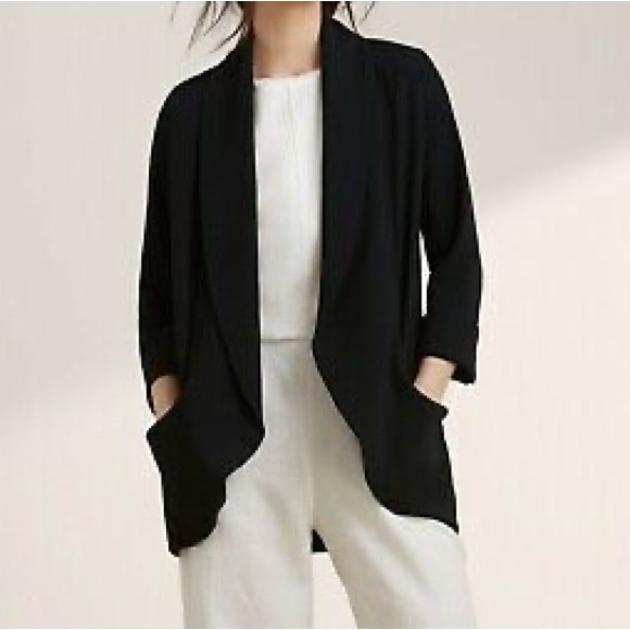 Aritzia Jackets & Blazers - Aritzia Wilfred Black Silk Trim Chevalier Open Front Blazer Size 6